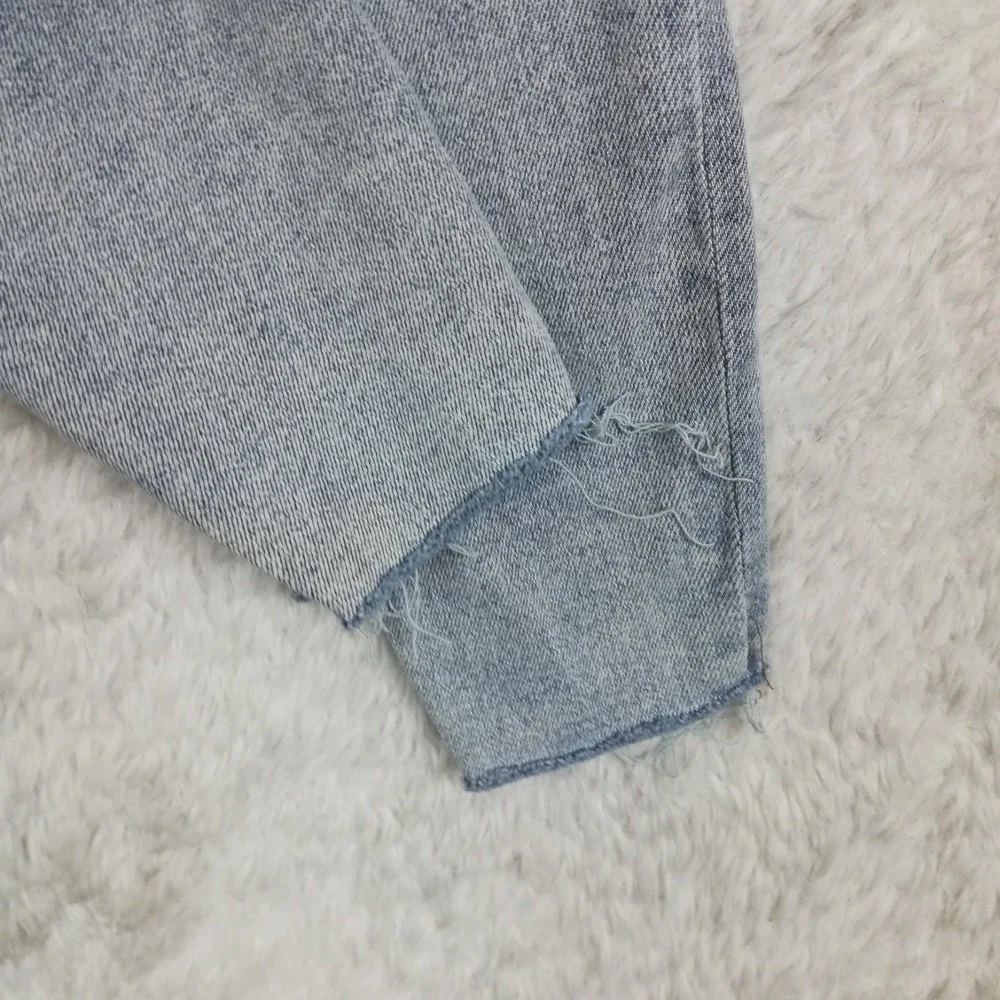 Express Womens Jeans Skinny Super High Rise Blue Denim Raw Hem‎ Light Wash 0